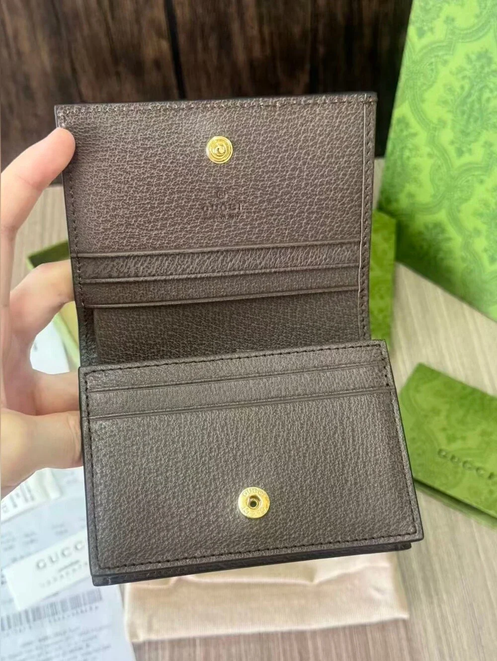 Gucci GG Supreme Canvas Mini Wallet with Web Stripe